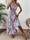 Damen Maxikleid mit floralem Muster und elastischem Tailleneinsatz R&B