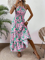 Damen Maxikleid mit floralem Muster und elastischem Tailleneinsatz R&B