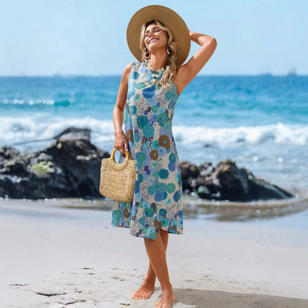 Damen Sommerliches Strandkleid mit floralem Muster und lockerer Passform R&B