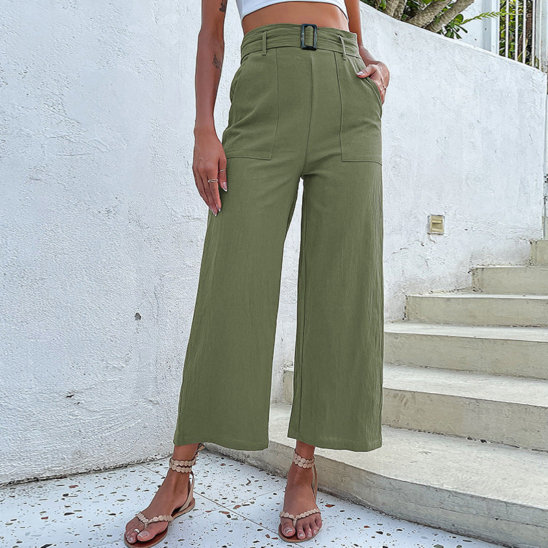 Damen Culotte-Hose mit hohem Bund und Gürtel