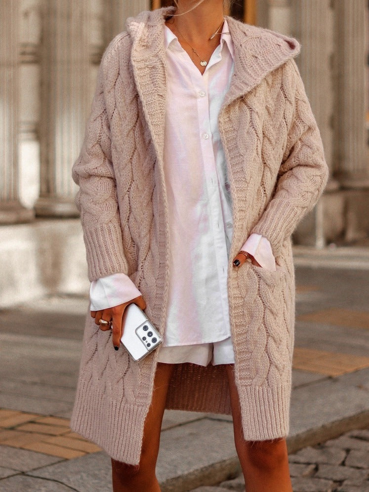 Damen Grobstrick-Cardigan mit tiefem V-Ausschnitt und praktischen Taschen R&B
