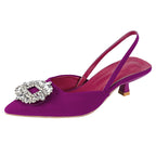 Damen Slingback-Mules mit eleganter Strass-Applikation und niedrigem Absatz R&B
