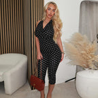 Damen Figurbetonter Jumpsuit im Polka-Dot-Design R&B