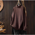 Damen Oversized Strickpullover mit hohem Kragen R&B