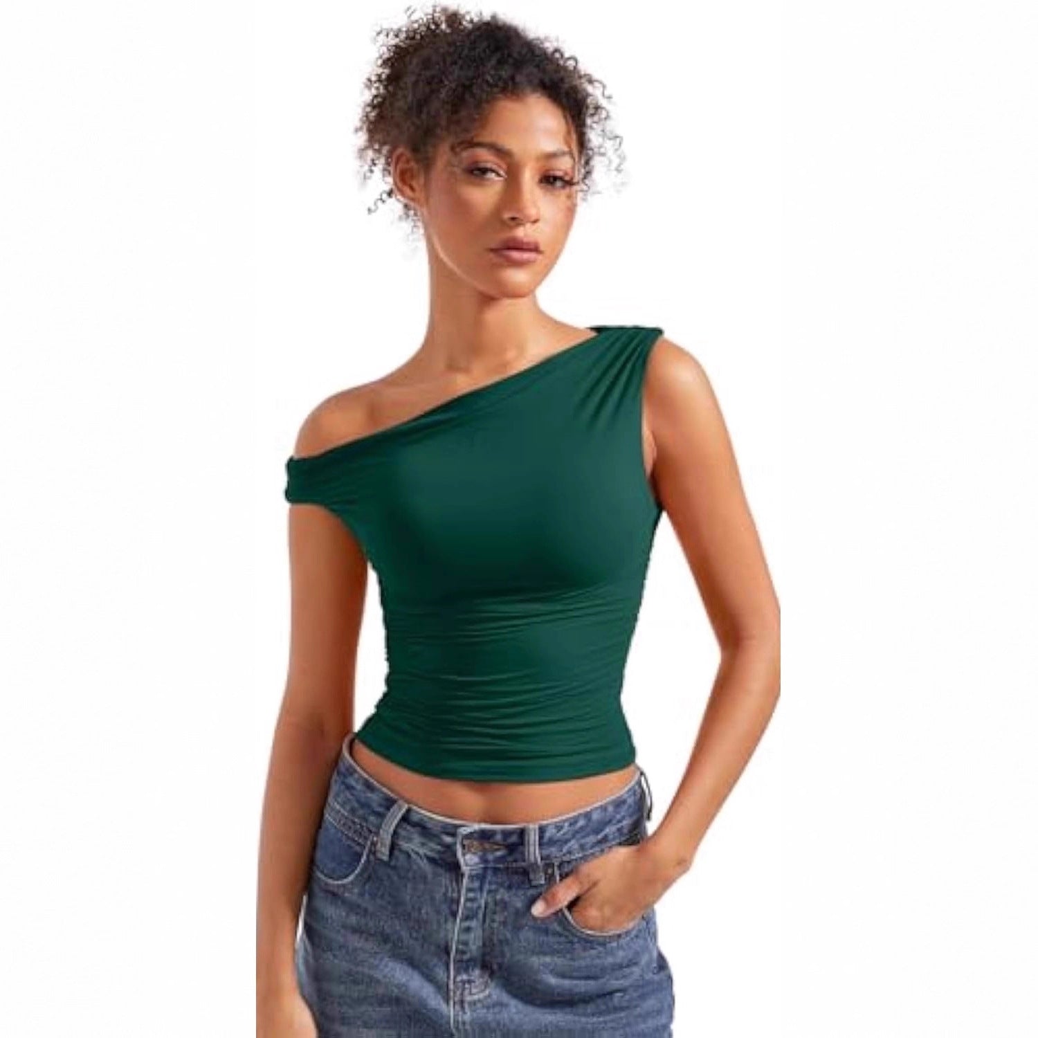 Damen figurbetontes Oberteil mit asymmetrischem Ausschnitt R&B
