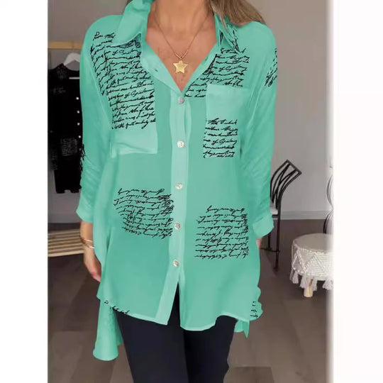 Damen Bluse mit modernem Schreibdesign und lockerer Passform R&B