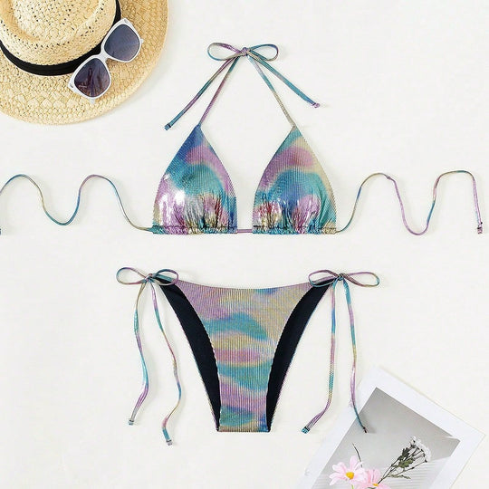Damen Funktionsfähiger Triangel-Bikini mit stylischem Farbverlauf R&B