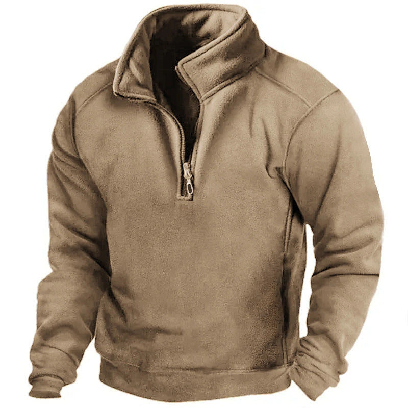 Herren Fleece-Pullover mit hohem Kragen und praktischen Reißverschluss R&B