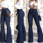 Damen Schlagjeans mit hoch tailliertem Bund