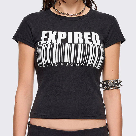 Damen Grafik-T-Shirt mit trendigem Barcode-Print R&B
