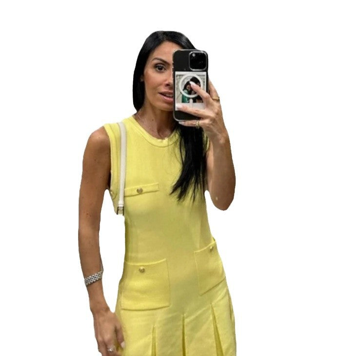 Damen Kurzärmeliges Knopfkleid mit aufgesetzten Taschen R&B