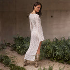 Damen elegantes gehäkeltes Strandkleid mit seitlichem Schlitz R&B