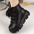 Damen Trendige Schnürstiefeletten mit robuster Sohle und warmem Innenfutter R&B