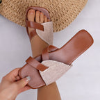 Damen elegante Freizeit-Sandalen mit modischem Flecht-Design und komfortablem Fußbett R&B