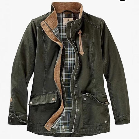 Damen lässige Utility-Jacke mit Karo-Innenfutter R&B