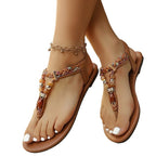 Damen Zehentrenner-Sandalen mit dekorativem Bead-Design R&B