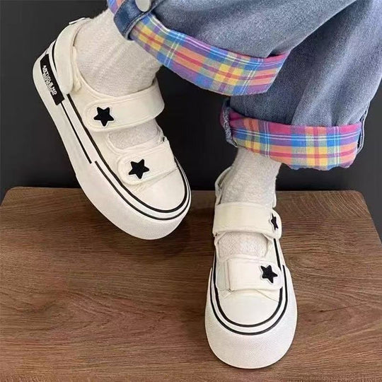 Damen Sneaker mit doppeltem Klettverschluss und verspielter Sternapplikation R&B
