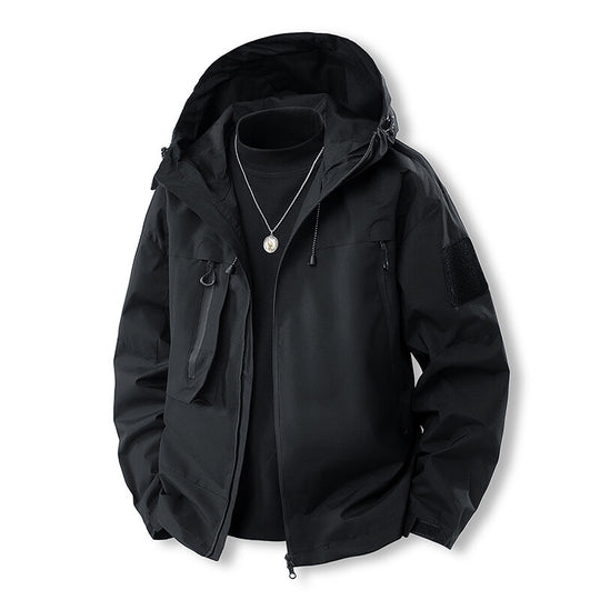 Herren wasserfeste Multifunktionsjacke mit Kapuze und praktischen Taschen R&B