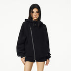 Damen Kapuzenpullover mit asymmetrischem Reißverschluss und komfortabler Passform