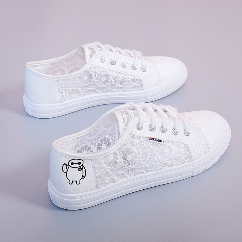 Damen Sneakers mit floralen Spitzen-Einsätzen R&B