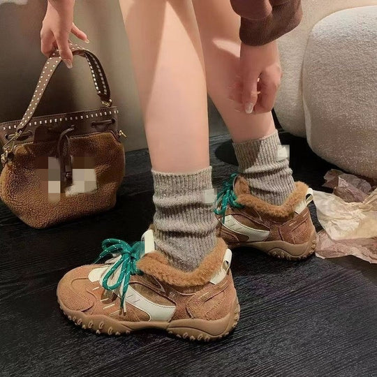 Damen Bequeme Outdoor-Sneaker mit wärmendem Innenfutter und modischer Schnürung R&B