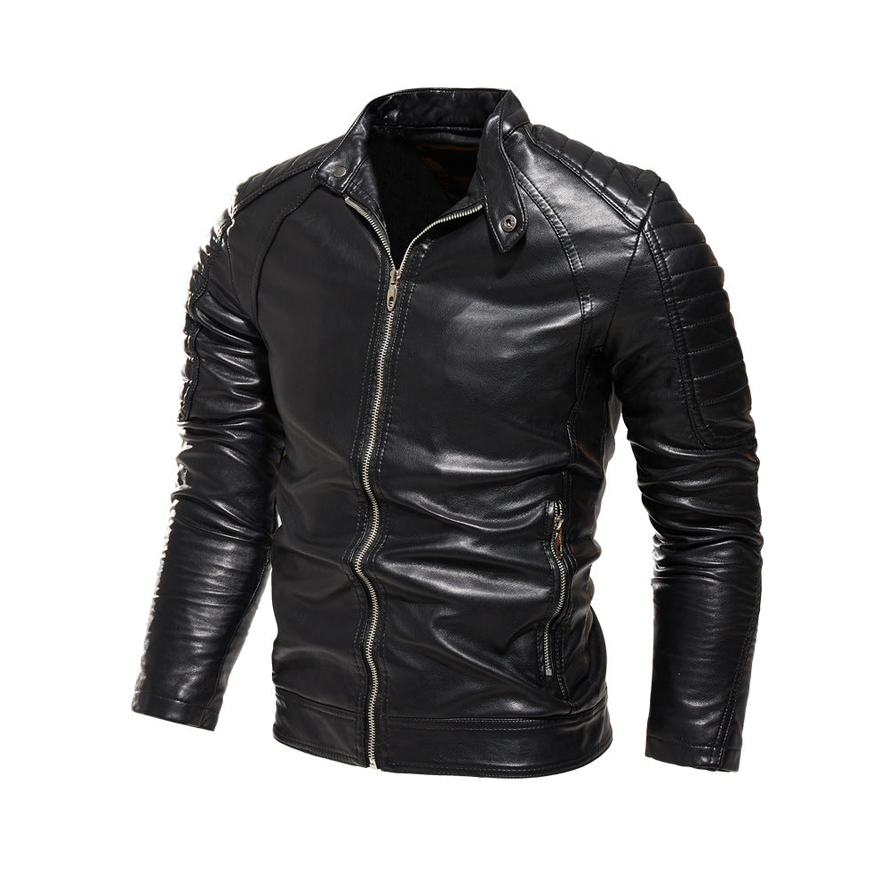 Herren Kunstlederjacke mit strukturierten Einsätzen R&B