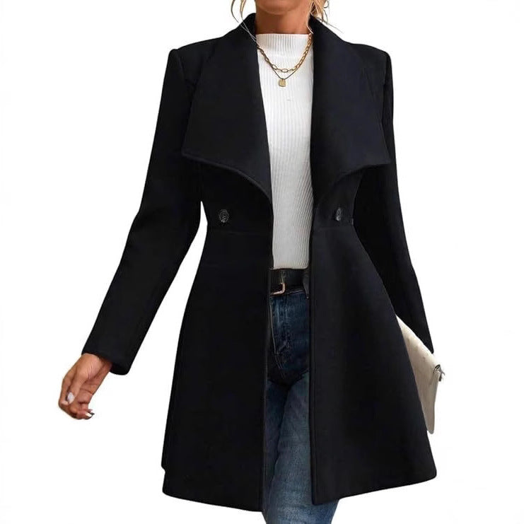 Damen schicke Übergangsjacke mit weitem Kragen R&B