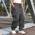 Herren moderne Cargohose mit elastischem Bund und multifunktionalen Taschen R&B