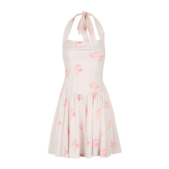 Damen Sommerliches Neckholderkleid mit floralem Design und taillierter Silhouette R&B