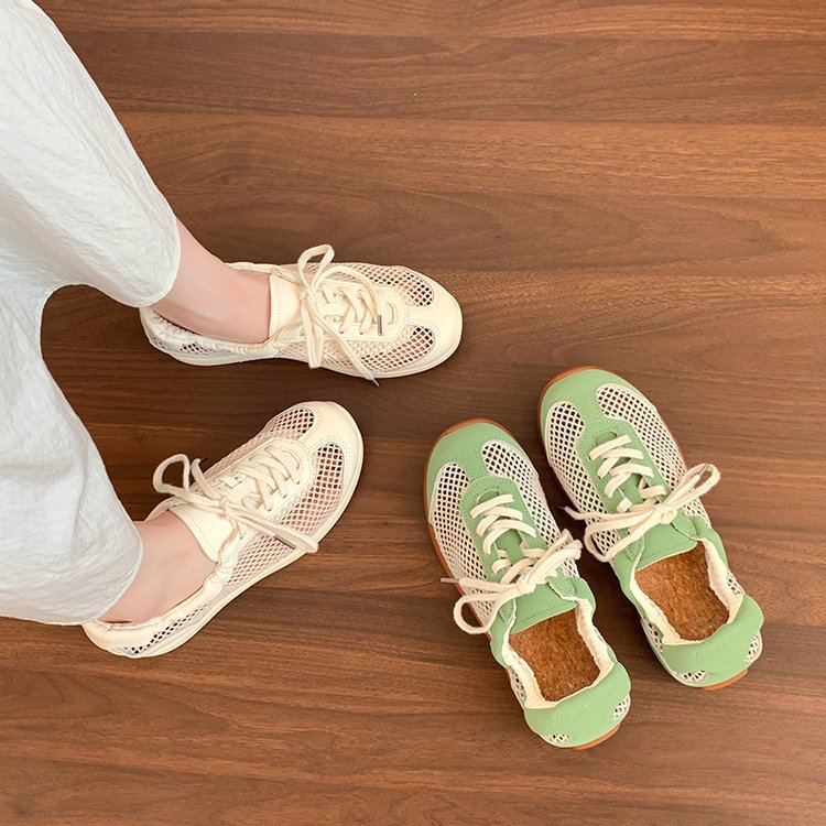 Damen atmungsaktive Mesh-Sneaker mit bequemem Korkfußbett und rutschfester Sohle R&B