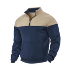 Herren nan Schulterpaneel-Halbzip-Sweatpullover mit gesteppter Schulterpartie und Kängurutasche R&B