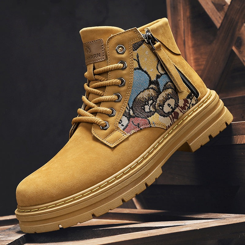 Damen Modische Schnürstiefel mit einzigartigem floralen Design und robustem Profil R&B