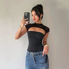 Damen Body mit Spitzenkragen und enganliegendem Schnitt R&B