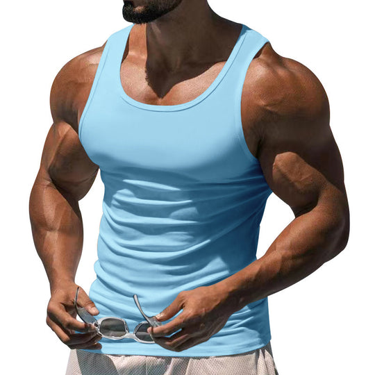 Herren nan tailliertes Muskelshirt aus elastischem Baumwollmix mit Rundhalsausschnitt R&B