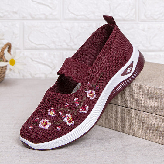 Damen modische Stoffschuhe mit elastischem Riemen und floralem Design R&B