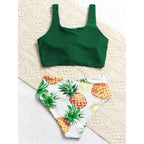 Damen Bikini-Set mit knotenförmigem Oberteil und hohem Bund R&B