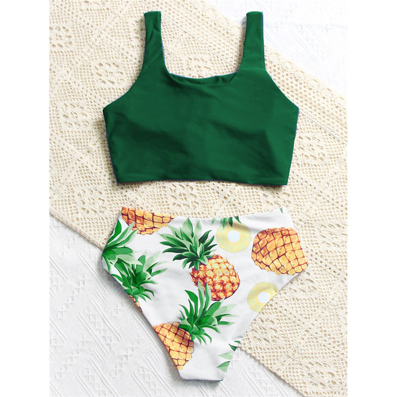 Damen Bikini-Set mit knotenförmigem Oberteil und hohem Bund R&B