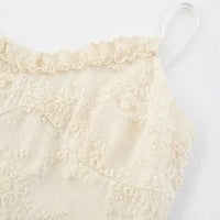 Damen romantisches Spitzenmaxikleid mit voluminösen Rüschenschichten R&B
