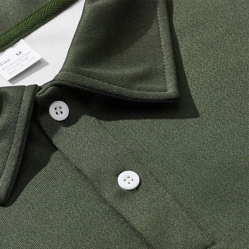 Herren sportlicher Langarm-Polo mit modernem Design und Kontrastärmel R&B