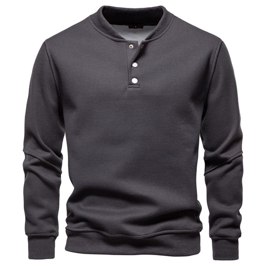 Herren Langarm-Pullover mit Knopfleiste und strukturiertem Gewebe R&B