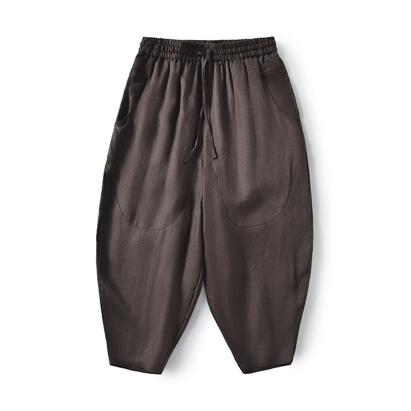 Damen Locker geschnittene Leinenhose mit elastischem Bund R&B