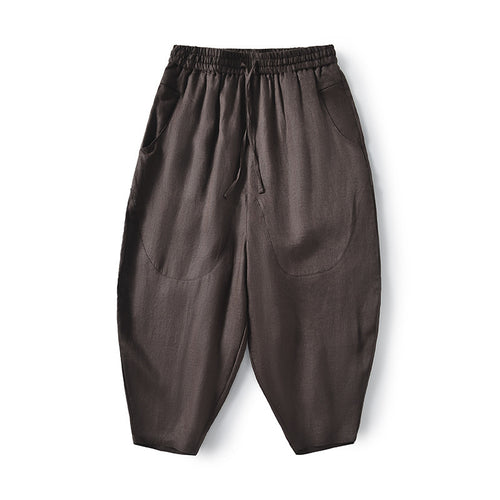 Damen Locker geschnittene Leinenhose mit elastischem Bund R&B