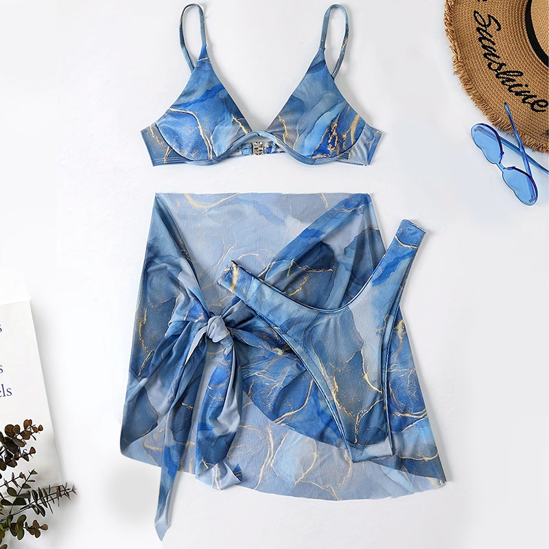 Damen Bikiniset mit eleganter Wickelrock-Optik und raffinierter Raffung R&B