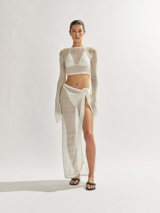 Damen durchsichtiger Strandanzug mit modischem Häkel-Design R&B