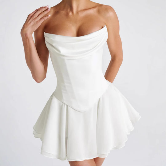 Damen Elegantes Hochzeitskleid mit ausgefallenem Wickeldesign und schwingendem Rock R&B