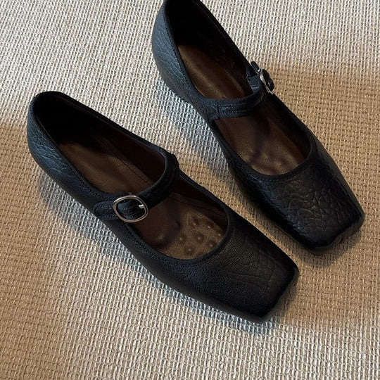 Damen Ballerinas mit einzigartigem Quadratzehen-Design und verstellbarem Riemen R&B