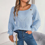 R&B | Bequemer Einfarbiger Strickpullover Für Freizeit