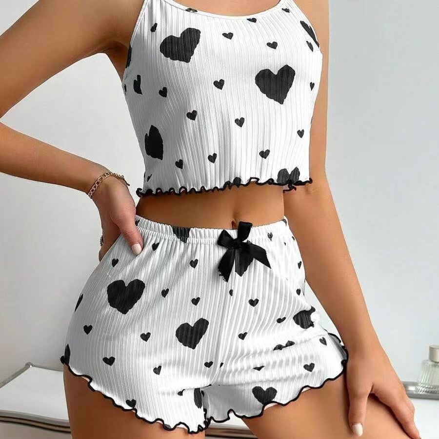 R&B | LiR&Be Bedruckte Hosenträger Shorts Pyjama Set