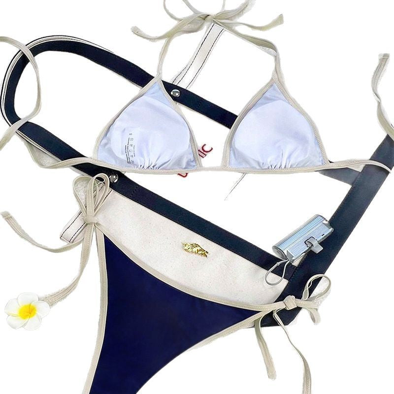 Damen Triangel-Bikini mit verspielten Schleifendetails