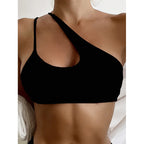 Damen asymmetrischer Bikini mit verstellbaren Trägern und hohem Beinausschnitt R&B